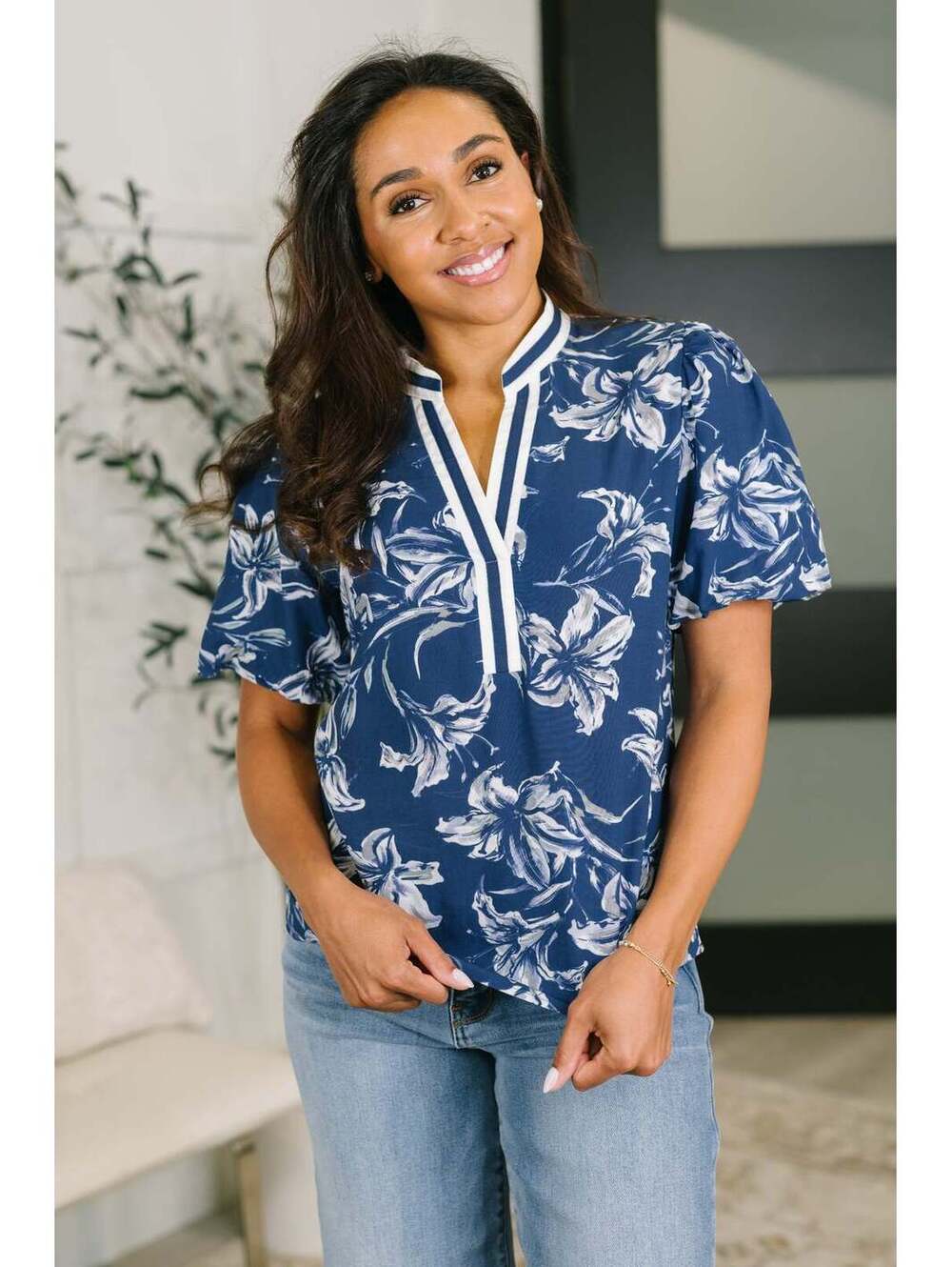 Wheels Are in Motion Puff Sleeve Floral Blouse